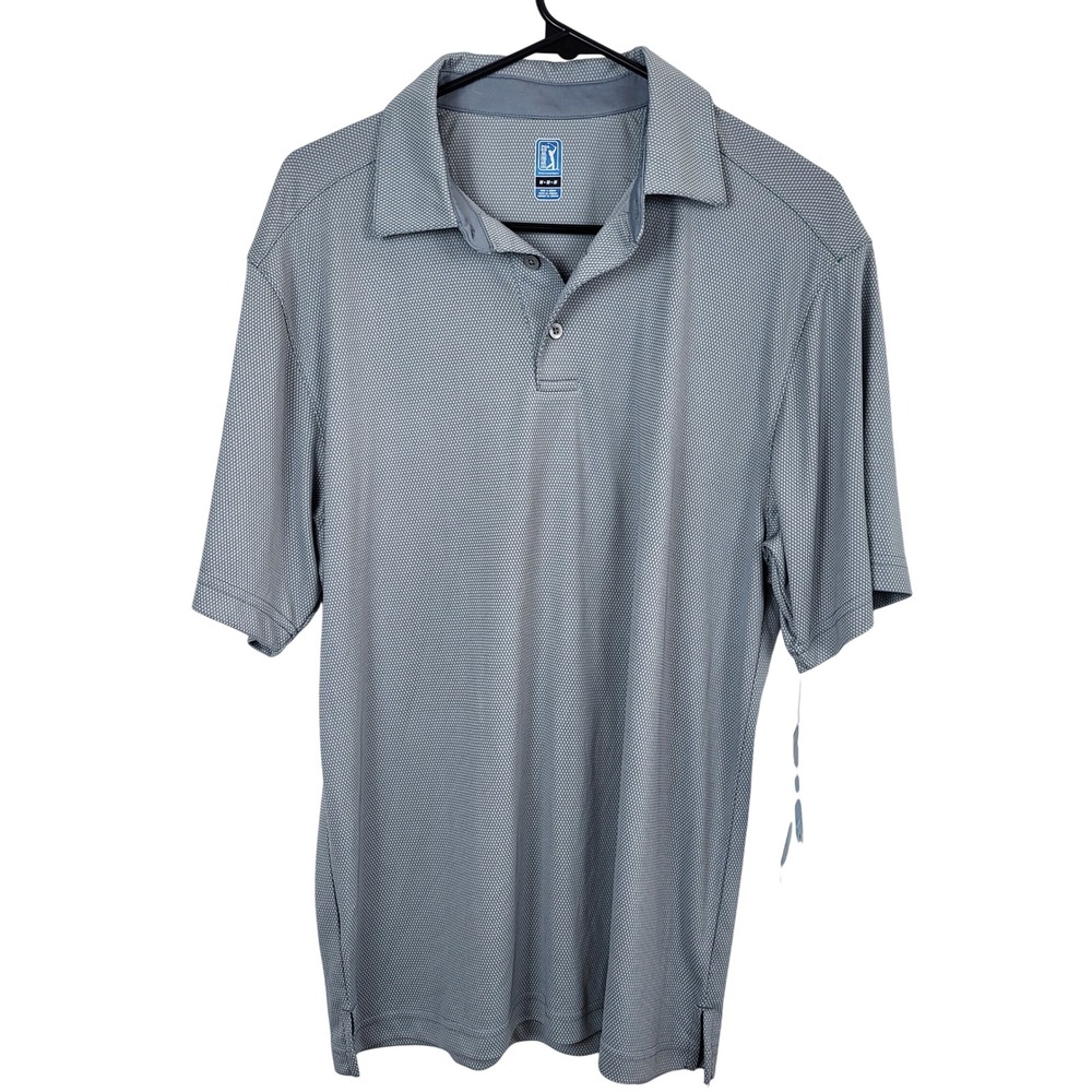 PGA Tour Polo Shirt Mens Large Gray Performance Golf Short Sleeve NEW